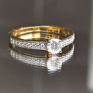 Artisan ✦ Moissanite Engagement Ring ✦ 18K Gold Vermeil 0.60ctw Round Brilliant